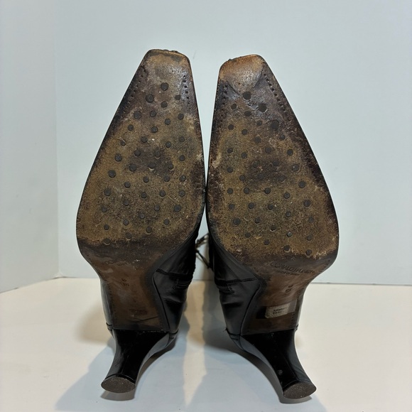 Donald J. Pliner Black Leather Heeled Boots Stitch Details Zip-Up Size 8 - Picture 7 of 7